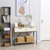 GIANTEX Tavolo Consolle 2 Livelli Con Cassetti E Ripiano - Stile Rustico Per Ingresso E Soggiorno (106x30x81,5 Cm) - 3