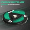 Set 2 Dischi Pesi Da 5 Kg Ciascuno - Rivestimento In Gomma, Foro 5 Cm Per Bilanciere, Con Impugnature Manuali