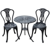 Outsunny 3 Pc Cast Aluminium Bistro Set-Black