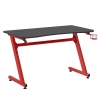 Gaming Desk Steel Frame Cup Headphone Holder Adjustable Feet Home Red main image 1