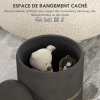Pouf Rangement HOMCOM En Velours Côtelé - 36x36x44cm - Bleu - Pour Salon, Chambre - Repose-Pieds Et Stockage