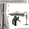 Outsunny Ombrellone A Sbalzo 2.5×2.5 M – Girevole 360°, Inclinabile, UV50+ E Corde Antivento, Colore Cachi