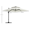 Outsunny Parasol Déporté Carré 3x3m - Inclinable 360° Avec Manivelle, Protection UV50+ Bleu Clair