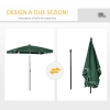 Outsunny Ombrellone Rettangolare 3x2m Con Luci LED Solari E Inclinazione - Telo In Poliestere 180g Con Struttura Acciaio - Per Giardino, Terrazza E Piscina