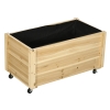 Outsunny Floreira de Madeira com Rodas para Cultivo com Orifícios de Drenagem e Tecido não Tecido 89x48x47 cm Madeira