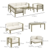 Salotto Giardino 7 Pezzi Outsunny | Rattan PE | Con Cuscini | Tavolino Vetro | Modulabile | Beige - Foto 11