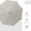 Parasol Droit Outsunny - Ø 2,5m X 2,3H - Bambou Blanc - Toile UV 180g/m² - Jardin, Terrasse - 12 Entretoises