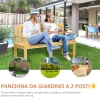Panchina Da Giardino 2 Posti In Legno Di Abete - 143x51x85 Cm, Design A Doghe Con Schienale Curvo - Foto 12