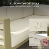 Salotto Giardino 7 Pezzi Outsunny | Rattan PE | Con Cuscini | Tavolino Vetro | Modulabile | Beige - Foto 6