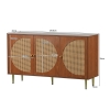 Soweiz Credenza In Noce Con 3 Ante In Rattan, Comò Con Gambe In Metallo, 129,8x40x76 Cm, Per Soggiorno, Camera Da Letto, Ufficio - 2