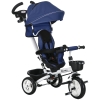 HOMCOM Triciclo per Bambini Multifunzione con Maniglione e Tettuccio, Barriera di Sicurezza e Cestino Portaoggetti, 102 x 49 x 102cm, Nero Rosso | Italy