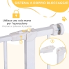 Cancelletto Di Sicurezza Bianco Per Bambini E Animali Domestici Pawhut – Regolabile Da 76 A 82 Cm, Montaggio A Pressione