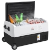 Glacière Électrique HOMCOM 40L 2 Zones - Réfrigérateur Et Congélateur Portable, 12V/24V/220V, LED