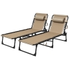 Outsunny Folding Sun Lounger Chair - 5 Position Recliner With Pillow & Side Pocket, Grey