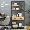 Bibliothèque / étagère De Rangement HOMCOM Avec Tiroir Et Placard - Blanc 30x24x158 Cm