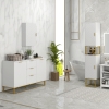 Armoire Salle De Bain Murale 60x19,5x54 Cm Blanc - 2 Portes Verre, étagère Réglable - Pour Salle De Bain, Cuisine, Chambre - 2