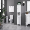 Meuble Colonne Pour Papier Toilette Kleankin - 18x20x80cm, Blanc - Placard Et étagère Réglable, Gain De Place