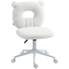 HOMCOM Bureaustoel, verstelbaar, teddybont, 50 cm x 56 cm x 90 cm, wit