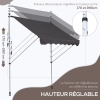Store Banne Rétractable Outsunny 150x120cm - Toile Polyester UV30+ - Inclinaison Réglable - Gris Foncé