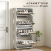 HOMCENT Scarpiera Estensibile Con Ante E Portachiavi - Modulare Da 12 A 24 Paia Di Scarpe, In Plastica Resistente, Per Ingresso, Corridoio E Armadio, Bianco