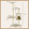 Árbol Rascador Para Gatos PawHut - 100 Cm De Altura, Con Cama, 3 Plataformas Y Poste De Sisal, Terciopelo Beige - Capacidad 10 Kg