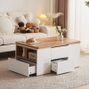 Lift-Top Coffee Table with Storage, White & Oak | Aosom UK