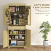 Credenza nera con 2 ante effetto rattan e 2 ante in vetro, pannello di particelle 150x40x80cm