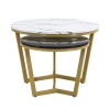 Ensemble De Tables Basses Modulaires 2 Pièces - Design Effet Terrazzo Et Bois - Dimensions 70x70x35 Cm Et 50x50x45,5 Cm - Pour Salon, Canapé, Salle à Manger
