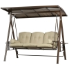 Dondolo Da Giardino A 3 Posti Outsunny Con Tettuccio Regolabile - Acciaio, Grigio, 172x120x153 Cm