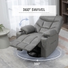 HOMCOM Black Linen Manual Recliner Armchair With Cup Holders & Footrest For Living Room