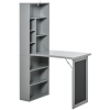 HOMCOM Scrivania PC Pieghevole con Libreria a 9 Ripiani in Legno e Metallo, 98x51x153 cm, Grigio
