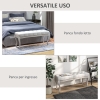 Panca Imbottita Fondo Letto - 114x38x45 Cm, Grigio, Gambe Acciaio Effetto Legno, Versatile Per Casa