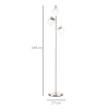 HOMCOM Lampada da terra Lampada da terra Lampada da terra 2 pezzi con paralume in vetro, acciaio+vetro, 39 x 28 x 165 cm (Oro+Bianco
