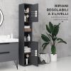 Colonna Bagno Kleankin - 30x30x183cm, 2 Ripiani Aperti E 2 Armadietti, Nero/Grigio, Regolabile - Foto 10