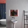HOMCOM Specchio Bagno Rotondo Con LED 60cm, Antiappannamento, Touch, 3 Luci, Timer E Temperatura