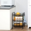 HOMCOM - Carrello Da Cucina Multiuso In Legno Con 2 Cassetti, 3 Antine E 4 Ruote 121x46x91cm - 4
