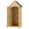 Armoire De Jardin Outsunny En Bois – 4 Compartiments, Toit Bitumé, Porte à Lamelles, Rangement Outils 160 Cm - 5
