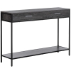 HOMCOM Table Console Table D'entrée Design Industriel Dim 120l X 30l X 81h Cm 2 Tiroirs Etagere Acier Noir Panneaux Particules Bois Gris~837 026gy