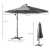 Sombrilla De Jardín Excéntrica Outsunny 256x245 Cm - Giratoria 360°, Apertura Manual, Base Cruzada Incluida | Ideal Para Terraza, Patio O Piscina