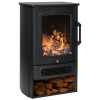 HOMCOM Elektrische kachel met vlameffect thermostaat 1000 W / 2000 W 20 ㎡ zwart metaal 25 x 25,4 x 52 cm