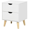 HOMCOM Nachttisch Nachttisch im skandinavischen Stil mit 2 Schubladen in Weiß und Holzoptik - 40 x 35 x 50,5 cm