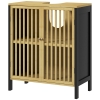 HOMCOM Waschbeckenunterschrank 2 Türen mit höhenverstellbarem Regal Aufbewahrungsschrank für Waschbecken 60 x 30 x 70 cm MDF und Bambus