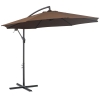 Outsunny Parasol avec Manivelle Résistant aux Intempéries 3 m x 3 m x 2,5 m Acier Polyester Café