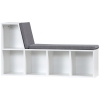 HOMCOM Bibliotheksbank 2 in 1 mit 5 Aufbewahrungsfächern und 2 Kissen 108 x 30 x 60 cm Weiß Grau