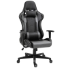 Vinsetto Chaise de Bureau Ergonomique, Chaise de Jeu, Chaise Pivotante, Similicuir, Mousse, Noir, 67,5 x 74 x 126-136 cm