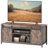 HOMCOM Meuble TV Bas, Design Industriel, pour téléviseurs 60'', 6 Compartiments, 2 Portes Coulissantes, Brun/Noir