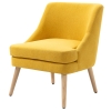HOMCOM Fauteuil de salon avec revêtement en imitation lin, accoudoir, fauteuil relax rembourré avec pieds en bois, pour salon, chambre à coucher, Jaune