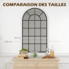 Miroir Verrière Industriel Noir 87x58 Cm - Cadre Métal Brossé, Forme Arche - Décoration Murale Salon Chambre Entrée - 2