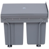 Pattumiera Estraibile HOMCOM Per Raccolta Differenziata, 3 Contenitori, Capacità Totale 40L, Colore Grigio, Dimensioni 48x34.2x41.8 Cm