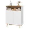 HOMCOM Meuble de rangement buffet sur pied scandinave placard 2 portes avec étagère intérieure blanc et aspect bois